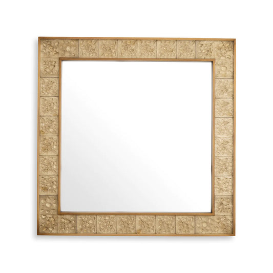 Oglinda cu rama din alama si sticla 110x110 cm