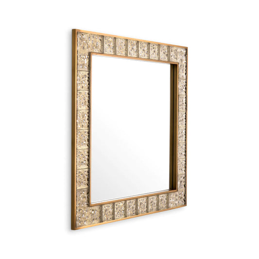 Oglinda cu rama din alama si sticla 110x110 cm