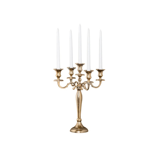 Suport lumânări 5 braţe auriu H 40 cm