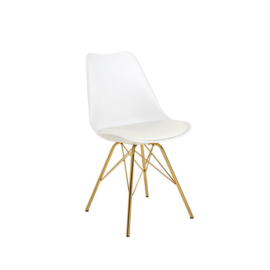 Set 4 scaune SCANDIA Alb/auriu