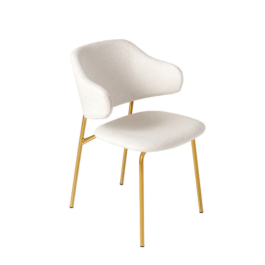 Scaun dining VIVIEN – bouclé ivoire, cadru auriu