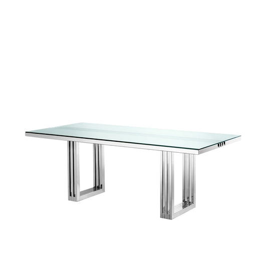 Masa dining cu blat din sticla L 210 cm