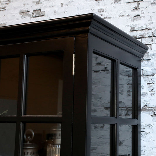 Vitrină neagră 2 uşi cu laterale vitrate