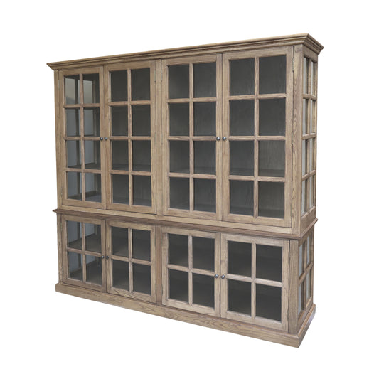 Vitrină natur 8 uşi cu laterale vitrate