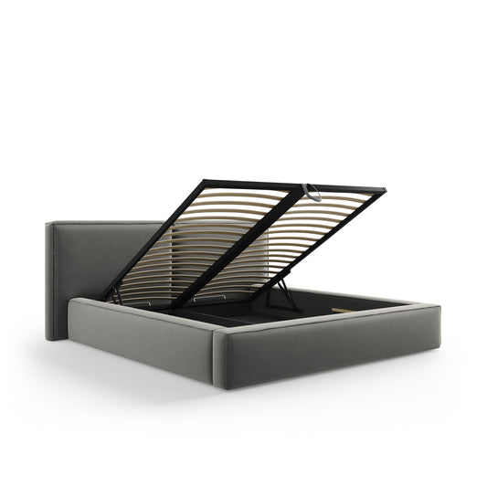 Pat VEGA L234 în catifea gri pentru saltea 180x200 cm