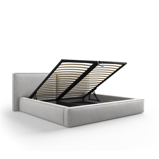 Pat VEGA L254 în ţesatură structurată gri deschis pentru saltea 200x200 cm