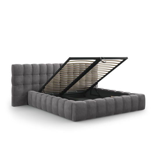 Pat ASTORIA CLASS L250 în catifea gri închis pentru saltea 160x200 cm