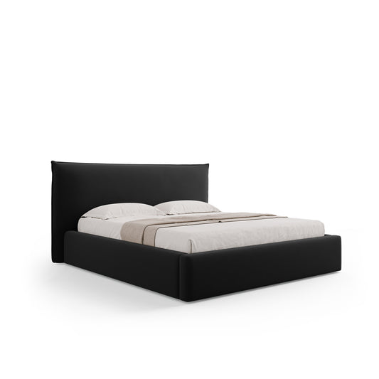 Pat SAVOY L200 în catifea neagră pentru saltea 160x200 cm