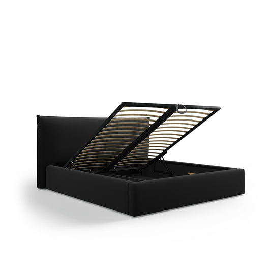 Pat SAVOY L200 în catifea neagră pentru saltea 160x200 cm