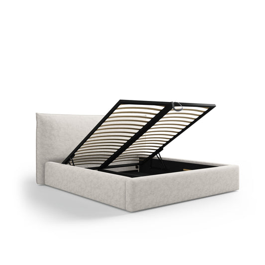 Pat SAVOY L200 în ţesatură de chenilă bej deschis pentru saltea 160x200 cm