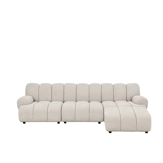 Canapea modulară cu pouf ALORA bej configurație dreapta