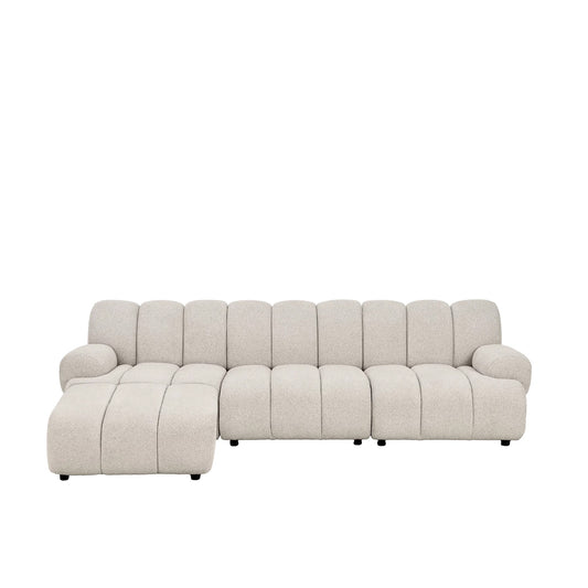 Canapea modulară cu pouf ALORA bej configurație stânga