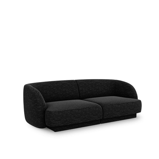 Canapea LINEA 2L în ţesatură de chenilă neagră