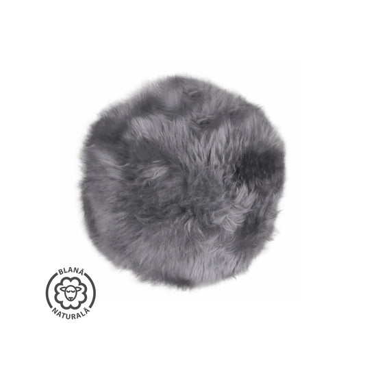 Pernă şezut gri din blană naturală Ø 35 cm