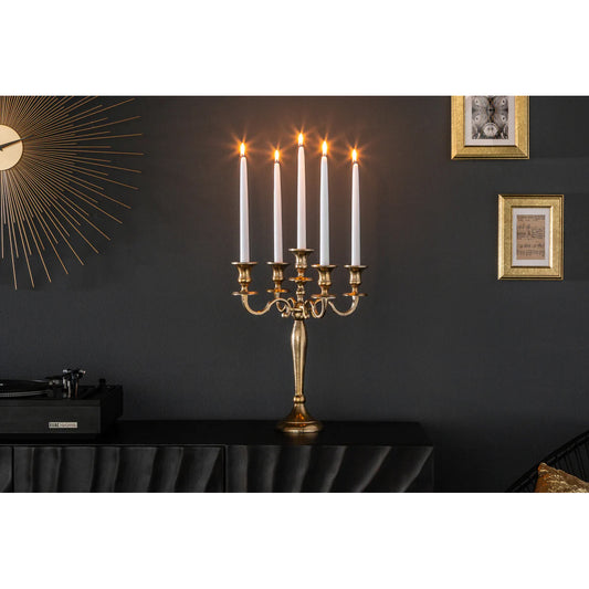 Suport lumânări 5 braţe auriu H 40 cm