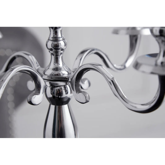 Suport lumânări 5 braţe argintiu H 40 cm