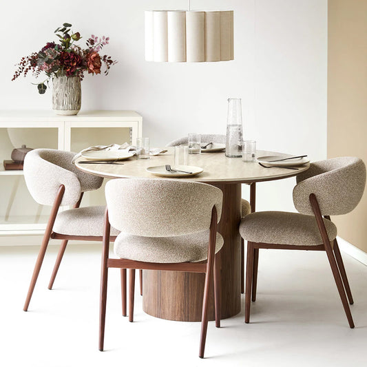 Scaun dining LYRA Bej & Nuc Închis