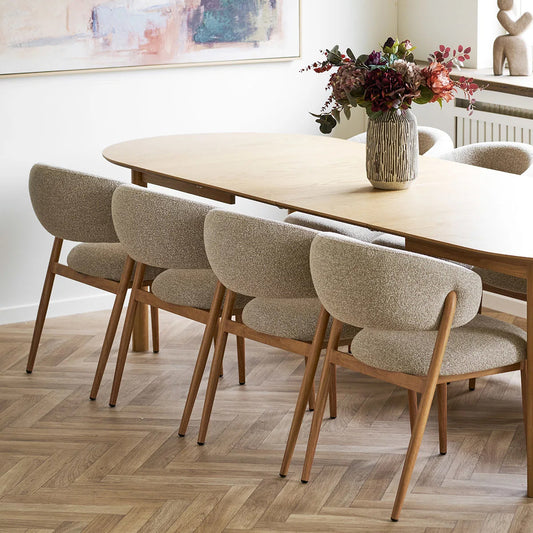 Scaun dining LYRA Bej & Stejar natur