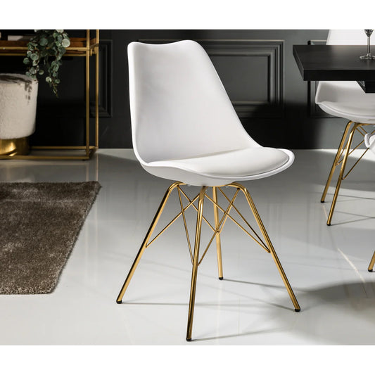 Set 4 scaune SCANDIA Alb/auriu