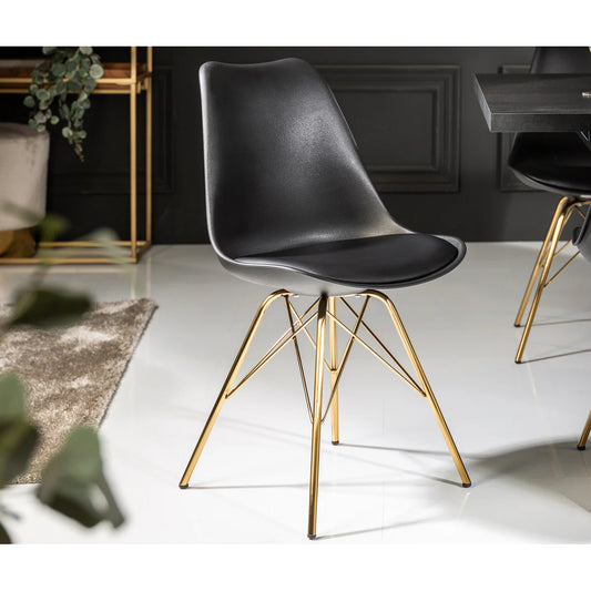 Set 4 scaune SCANDIA Negru/auriu