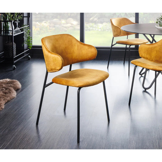 Scaun dining VIVIEN – catifea ocru
