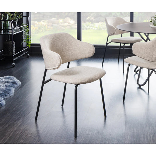 Scaun dining VIVIEN – bouclé bej deschis