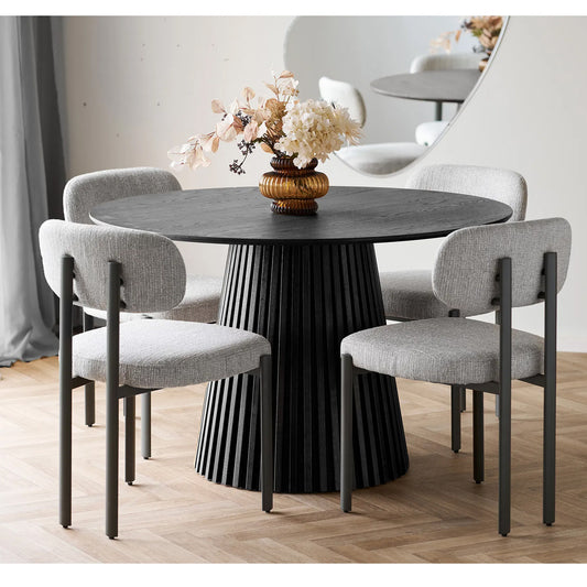 Masă dining VELLA Ø120 cm negru cu fibră