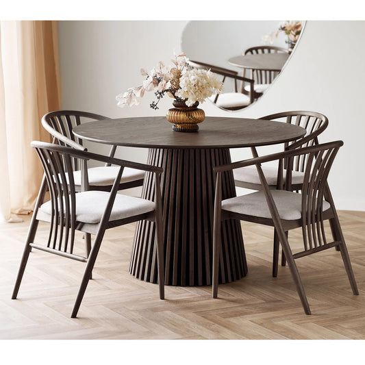 Masă dining VELLA Ø120 cm stejar fumuriu