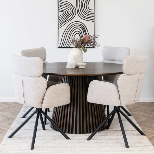 Masă dining VELLA Ø140 cm stejar fumuriu