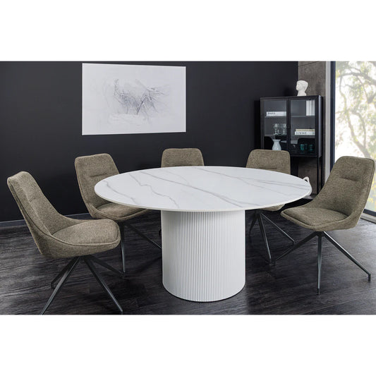 Masă dining LYSA - albă Ø120 cm