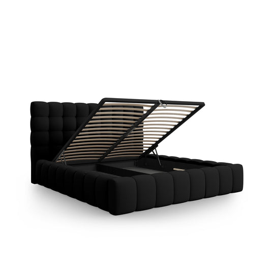 Pat ASTORIA L185 în ţesatură structurată neagră pentru saltea 160x200 cm