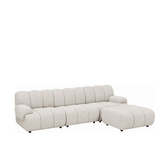 Canapea modulară cu pouf ALORA bej configurație dreapta