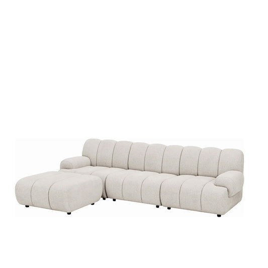 Canapea modulară cu pouf ALORA bej configurație stânga