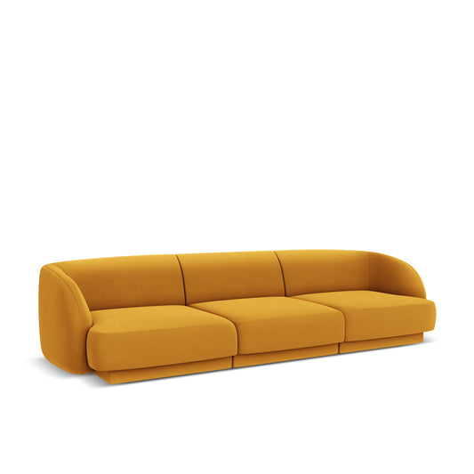 Canapea LINEA 3L în catifea galbenă